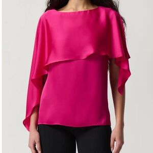 Joseph Ribkoff Pink Satin Material Ruffle Blouse Size 8